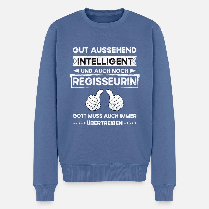 Regisseurin Gut Aussehend Intelligent - Männer Premium Bio Pullover - Taubenblau