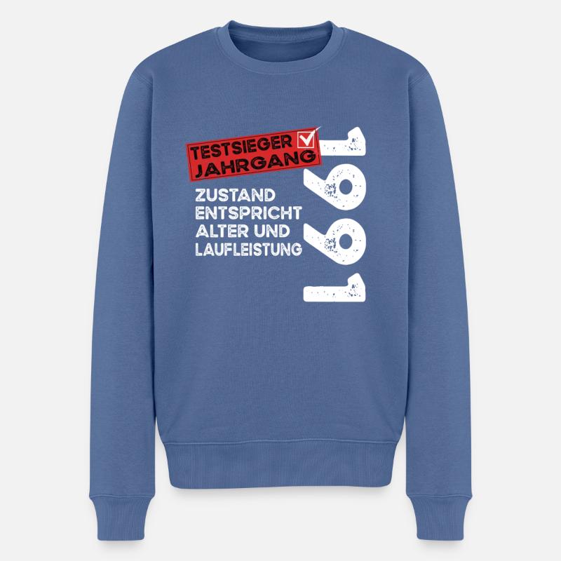 Vainqueur du test d’anniversaire de 33 ans Vintage 1991 - Pull Premium bio Homme - bleu pigeon