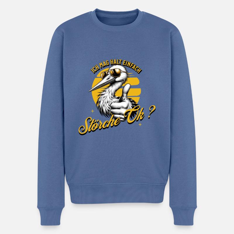 J’aime juste les cigognes - Pull Premium bio Homme - bleu pigeon