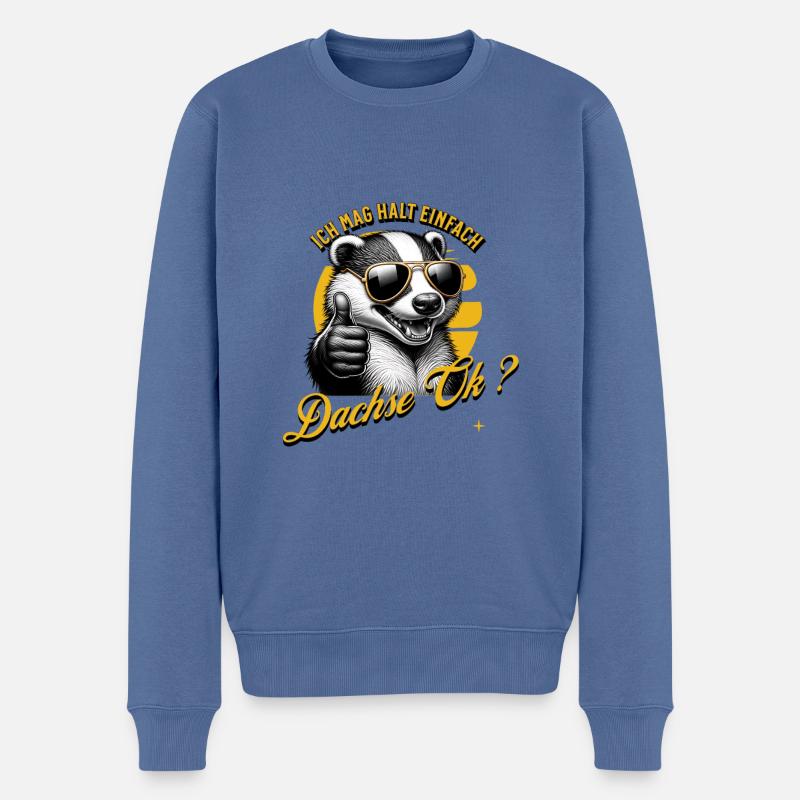 J’aime juste les blaireaux - Pull Premium bio Homme - bleu pigeon