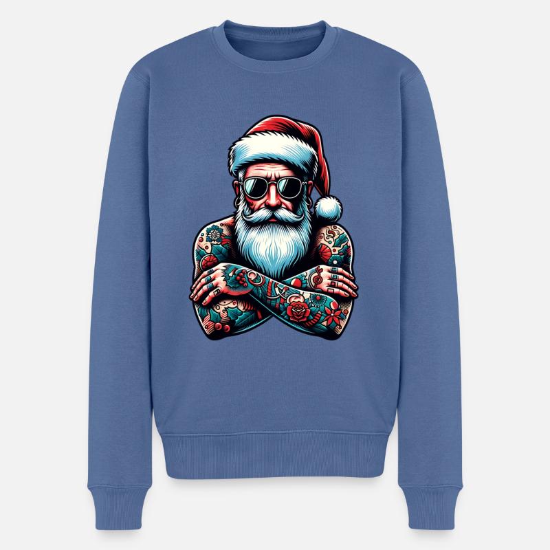 Tätowiert Weihnachtsmann inked Weihnachten - Männer Premium Bio Pullover - Taubenblau