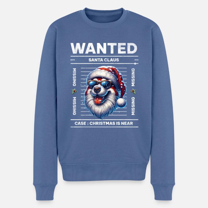 Weihnachtsmann Hund Weihnachten Männer & Frauen - Männer Premium Bio Pullover - Taubenblau