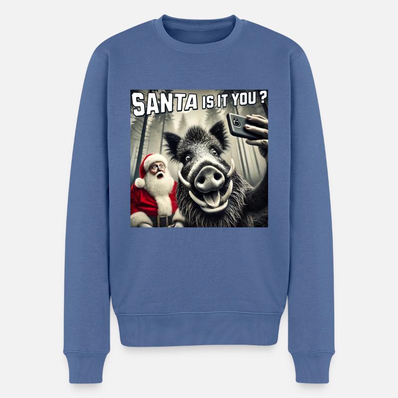 Chats Selfie Père Noël - Pull Premium bio Homme - bleu pigeon