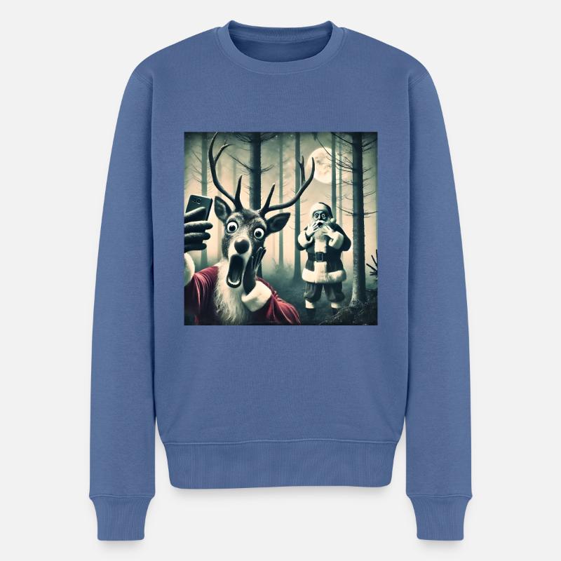 Chats Selfie Père Noël - Pull Premium bio Homme - bleu pigeon