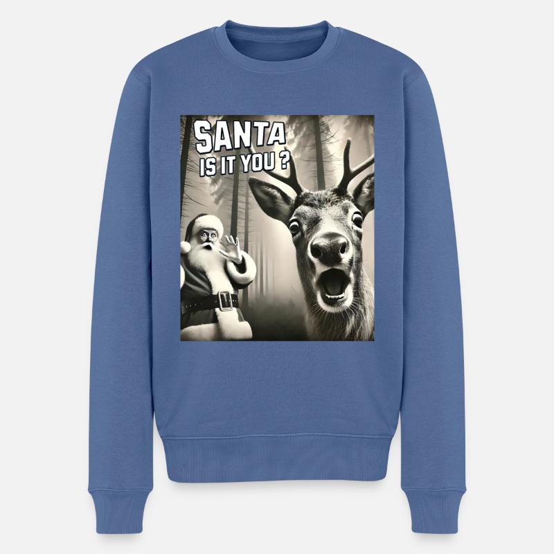 Chats Selfie Père Noël - Pull Premium bio Homme - bleu pigeon