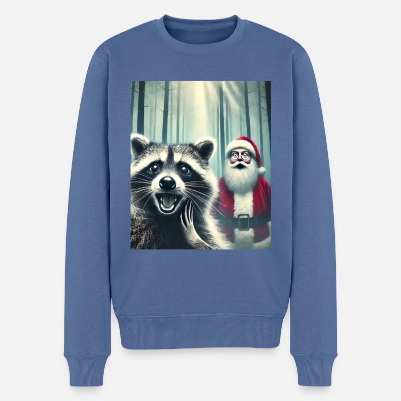 Chats Selfie Père Noël - Pull Premium bio Homme - bleu pigeon