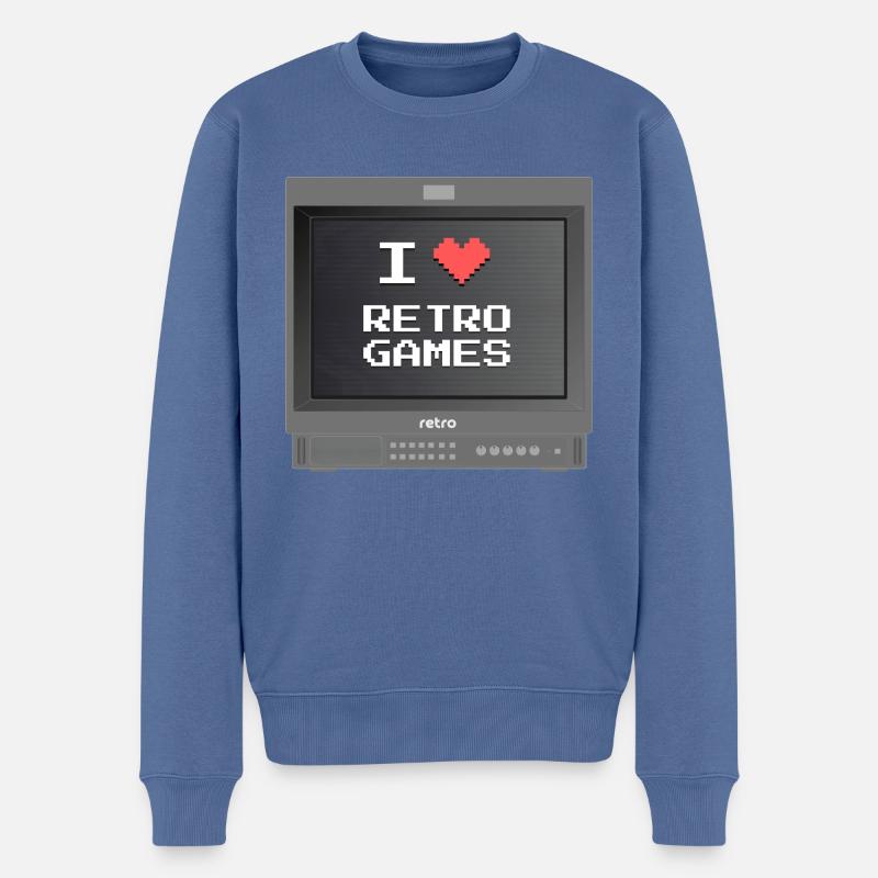 Retrogaming-Liebhaber - Männer Premium Bio Pullover - Taubenblau