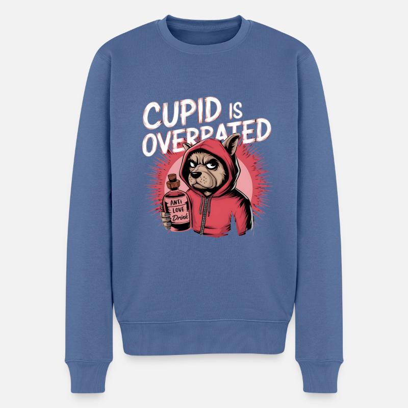 Single Valentinstag Liebe Amor lustiges Spruch - Männer Premium Bio Pullover - Taubenblau