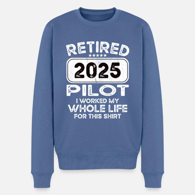 Retired Pilot 2025 - Männer Premium Bio Pullover - Taubenblau