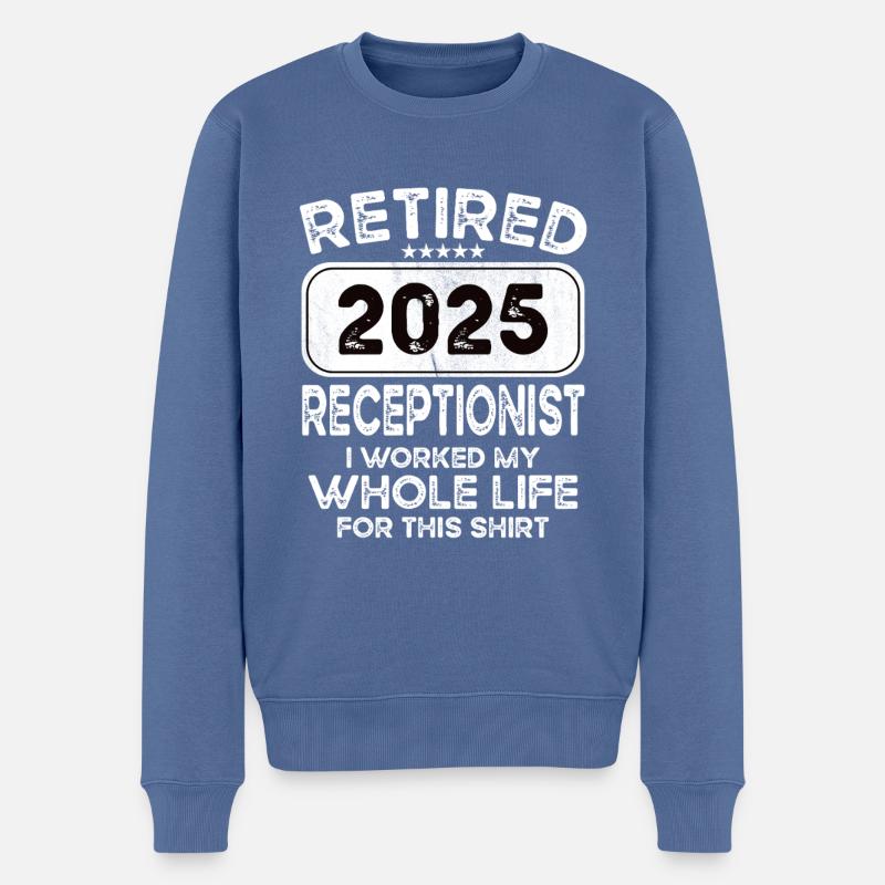 Retired Receptionist 2025 - Männer Premium Bio Pullover - Taubenblau