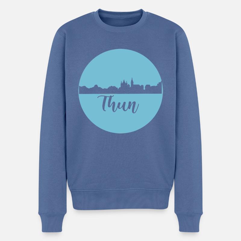 thun,skyline,graffiti, coupe à ciseaux,bleu,suisse - Pull Premium bio Homme - bleu pigeon