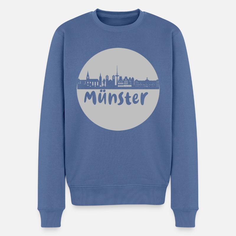 Münster, cercle, skyline, silhouette, gris - Pull Premium bio Homme - bleu pigeon