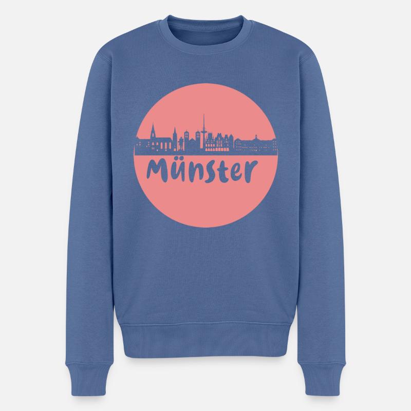 Münster, kreis, skyline,scherenschnitt, apricot - Männer Premium Bio Pullover - Taubenblau
