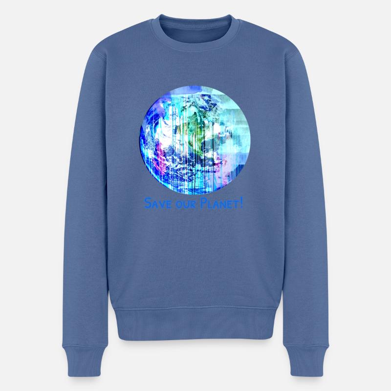 erde,blauer planet,planet,save our planet - Männer Premium Bio Pullover - Taubenblau
