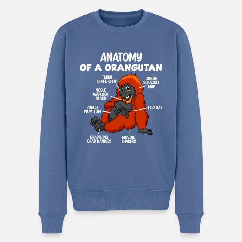 Anatomie d’un orang-outan - Pull Premium bio Homme - bleu pigeon
