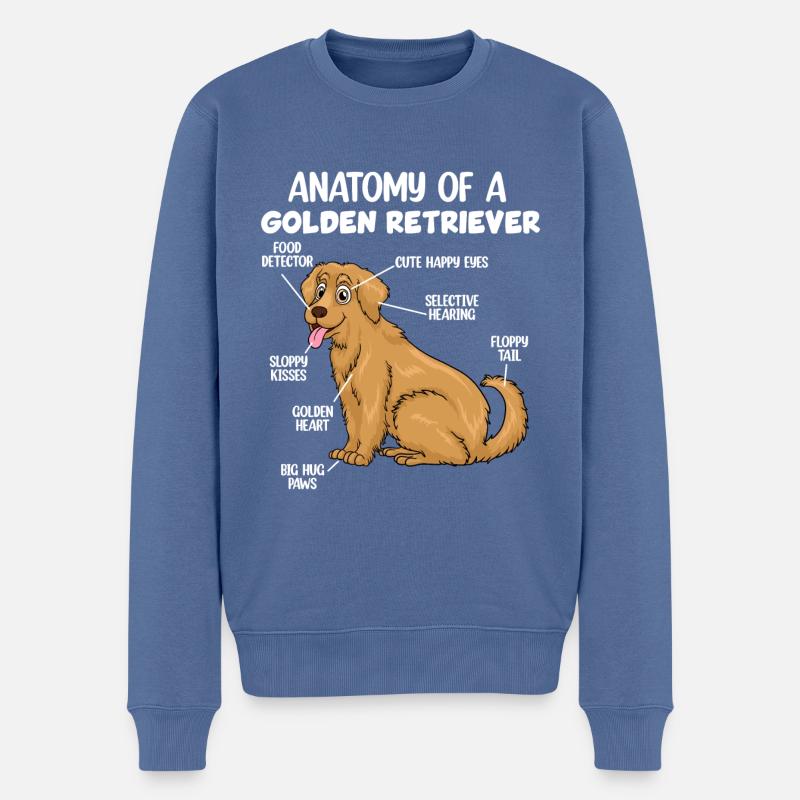 Anatomie eines Golden Retrievers - Männer Premium Bio Pullover - Taubenblau