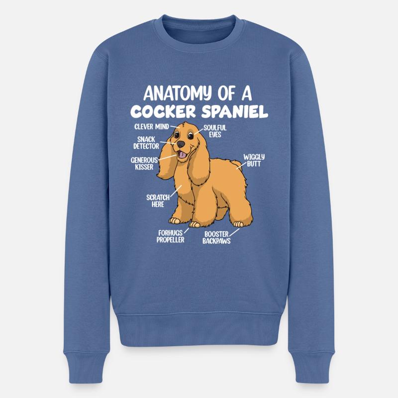 Anatomie d’un cocker - Pull Premium bio Homme - bleu pigeon