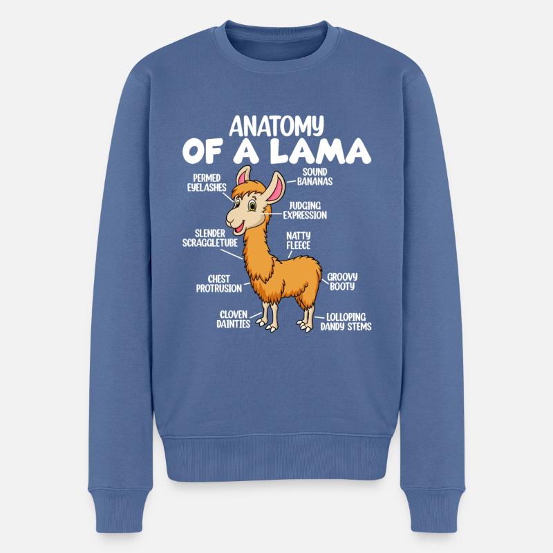 Anatomie eines Lamas - Männer Premium Bio Pullover - Taubenblau