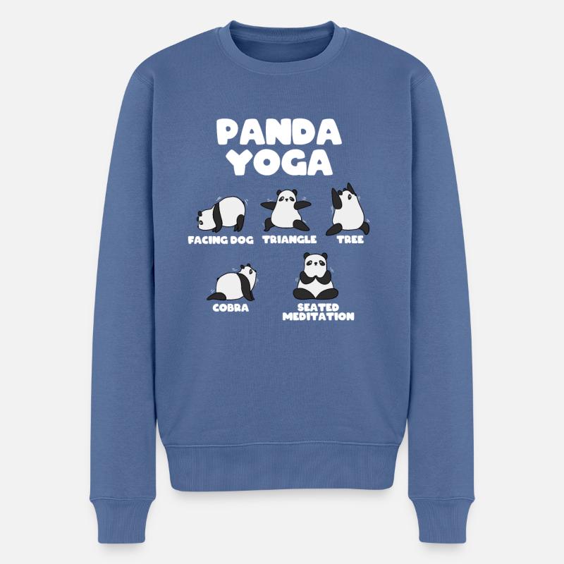 Panda Yoga - Männer Premium Bio Pullover - Taubenblau