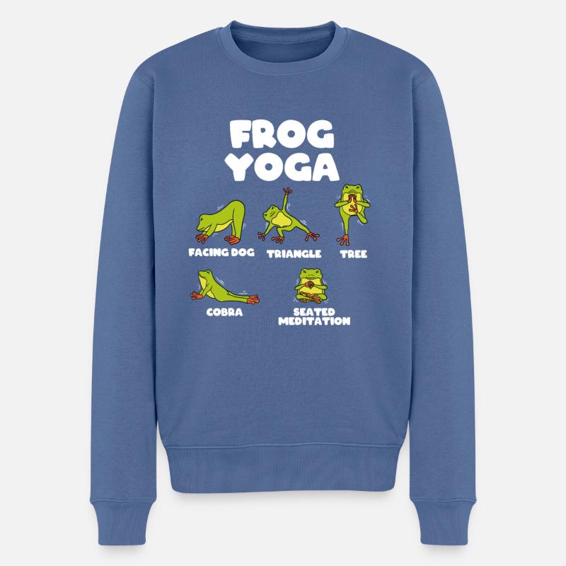 Yoga grenouille - Pull Premium bio Homme - bleu pigeon