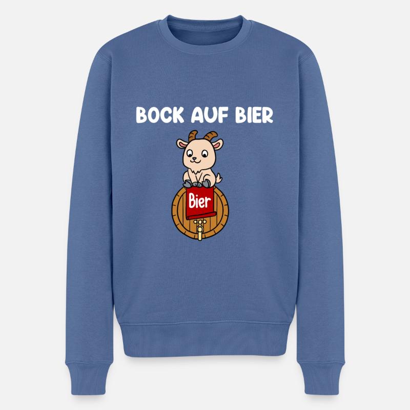 Bock Auf Bier - Männer Premium Bio Pullover - Taubenblau