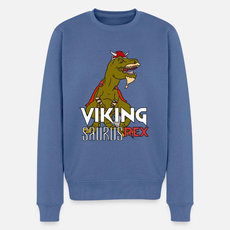 Wikinger T-Rex Geschenk - Männer Premium Bio Pullover - Taubenblau