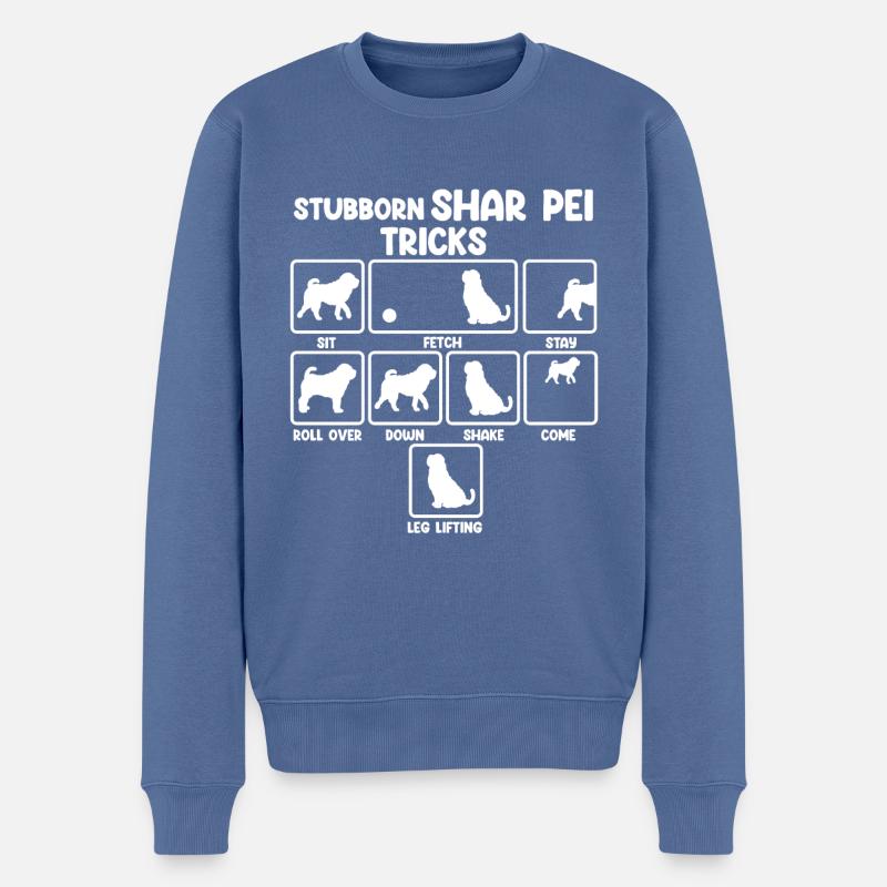 Shar Pei chinois - Pull Premium bio Homme - bleu pigeon