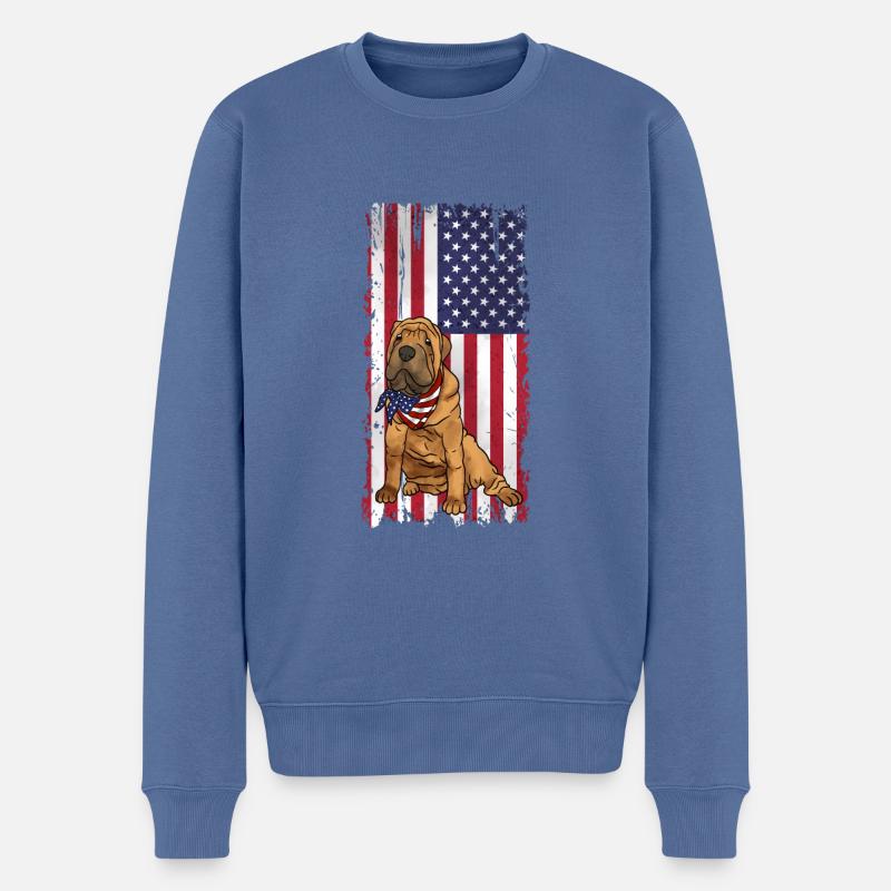 Shar Pei chinois - Pull Premium bio Homme - bleu pigeon