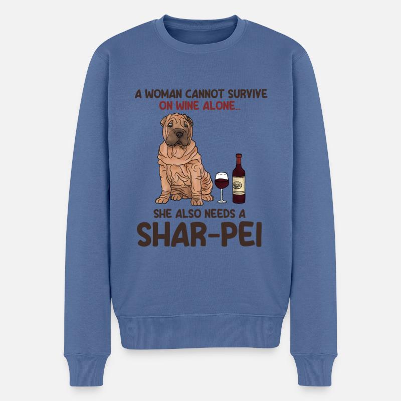 Shar Pei chinois - Pull Premium bio Homme - bleu pigeon