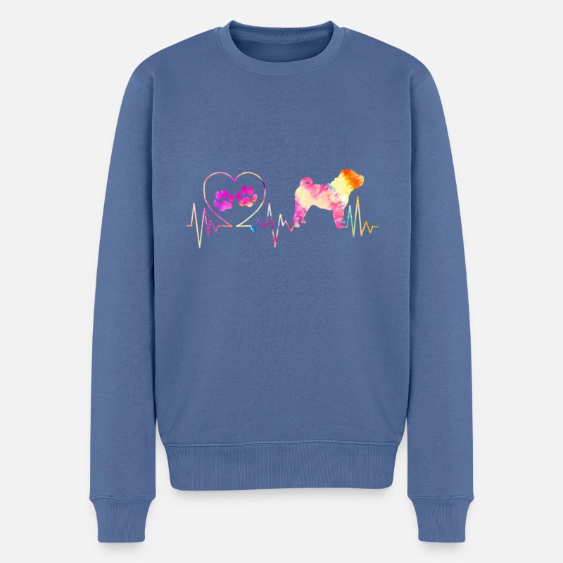 Chinese Shar Pei - Männer Premium Bio Pullover - Taubenblau