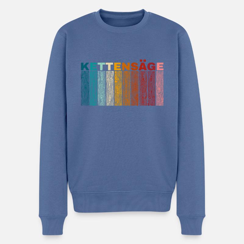 Kettensäge Retro - Männer Premium Bio Pullover - Taubenblau