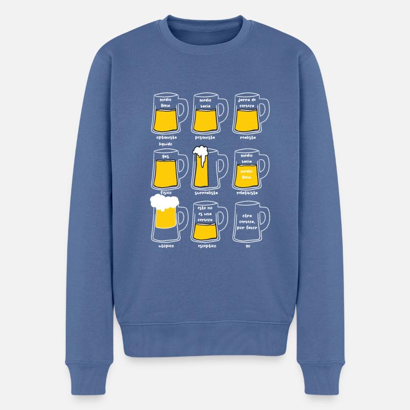 Lustiges Bier - Männer Premium Bio Pullover - Taubenblau