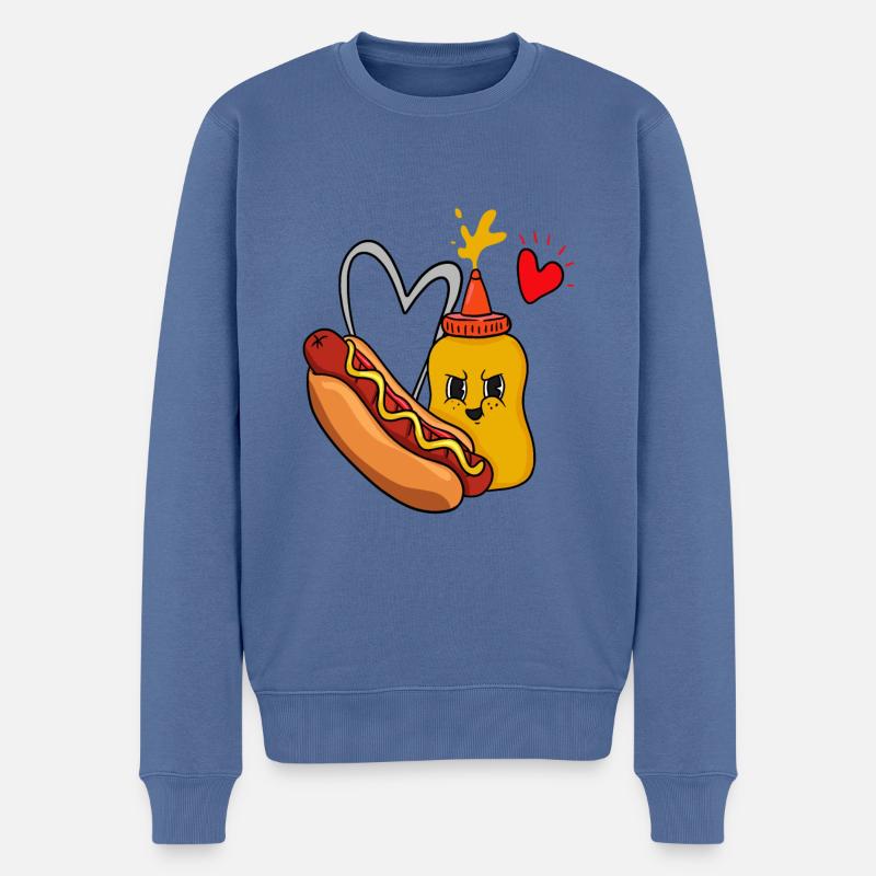 Hotdog und Senf - Männer Premium Bio Pullover - Taubenblau