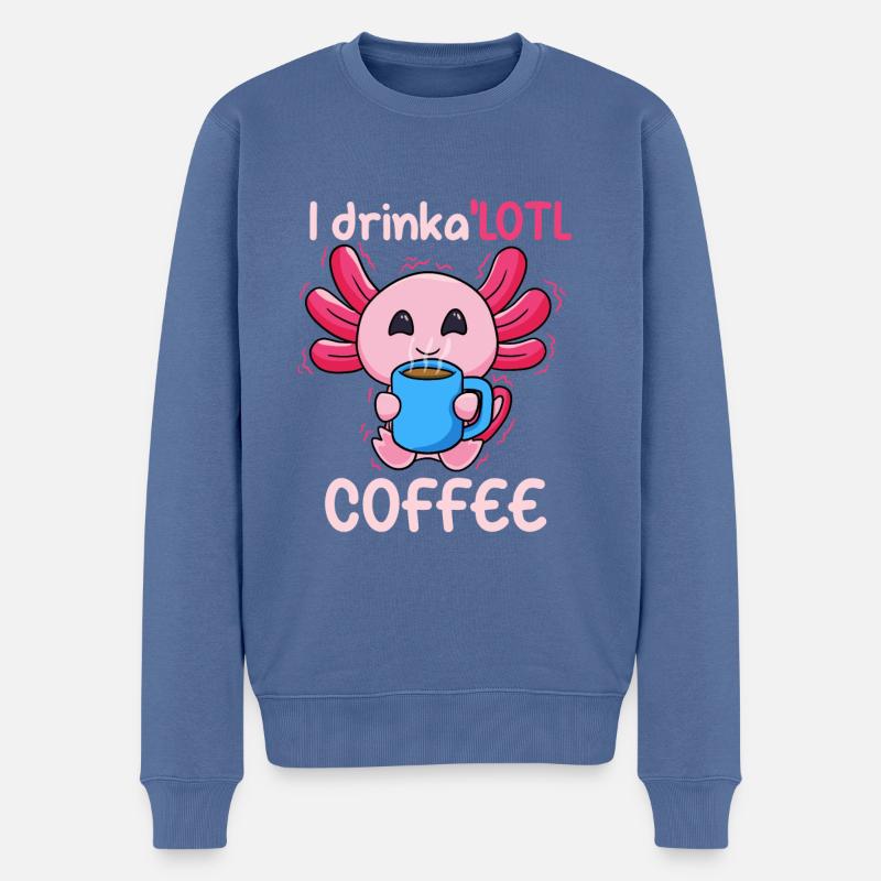 Ich trinke eine Menge Kaffee - Männer Premium Bio Pullover - Taubenblau