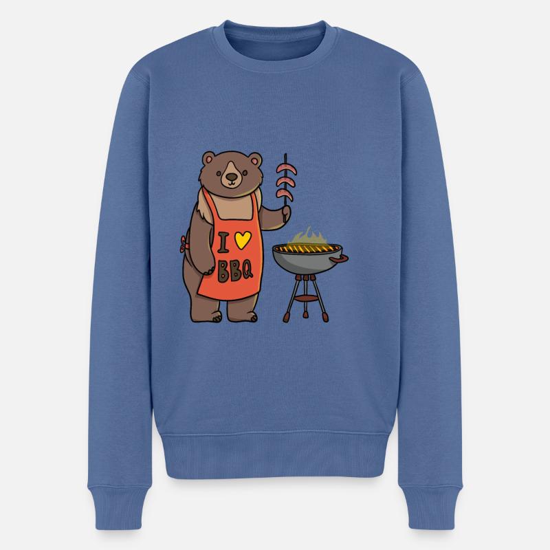 J’adore Bbq Bear - Pull Premium bio Homme - bleu pigeon