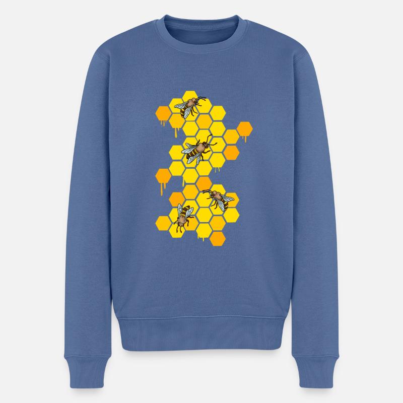 Cadeau d’abeilles apicultrices - Pull Premium bio Homme - bleu pigeon