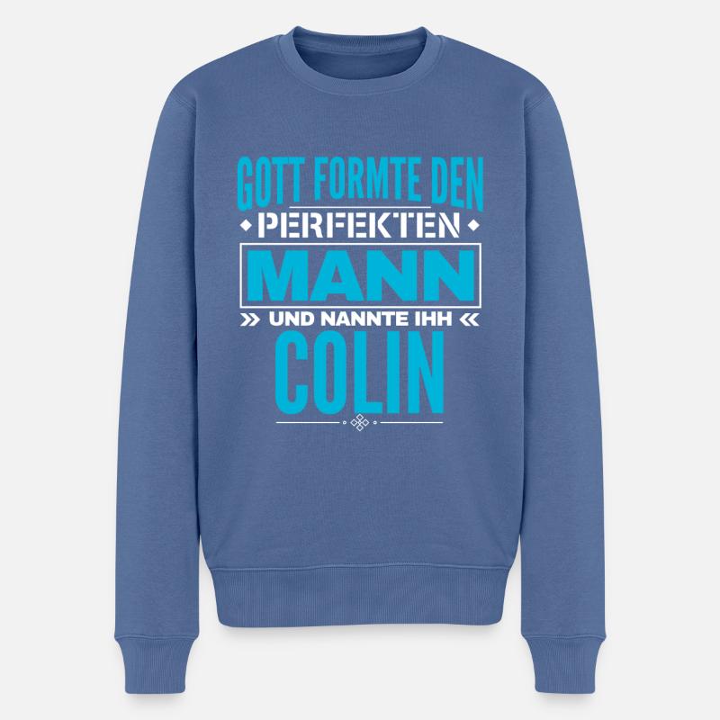 Colin Name Design - Männer Premium Bio Pullover - Taubenblau