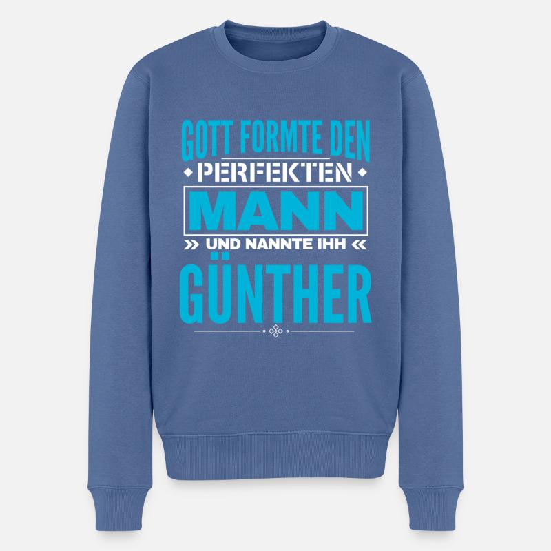 Günther Name Design - Männer Premium Bio Pullover - Taubenblau