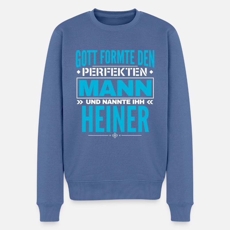 Heiner Name Design - Männer Premium Bio Pullover - Taubenblau