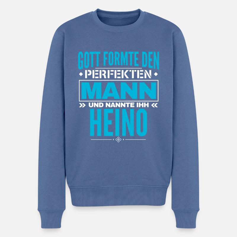 Heino Name Design - Männer Premium Bio Pullover - Taubenblau