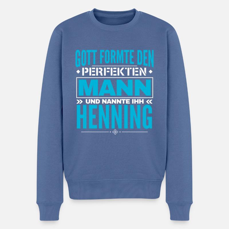 Henning Name Design - Männer Premium Bio Pullover - Taubenblau