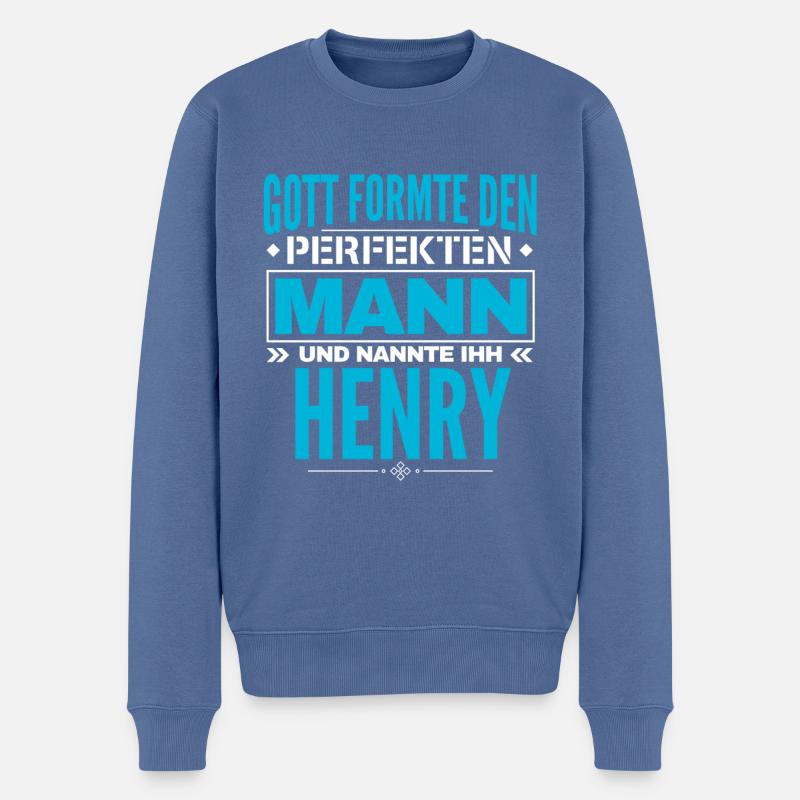 Henry Name Design - Männer Premium Bio Pullover - Taubenblau