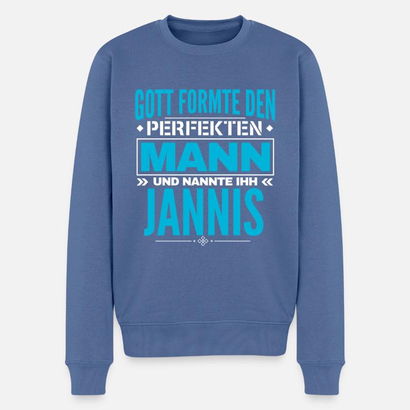 Jannis Name Design - Männer Premium Bio Pullover - Taubenblau