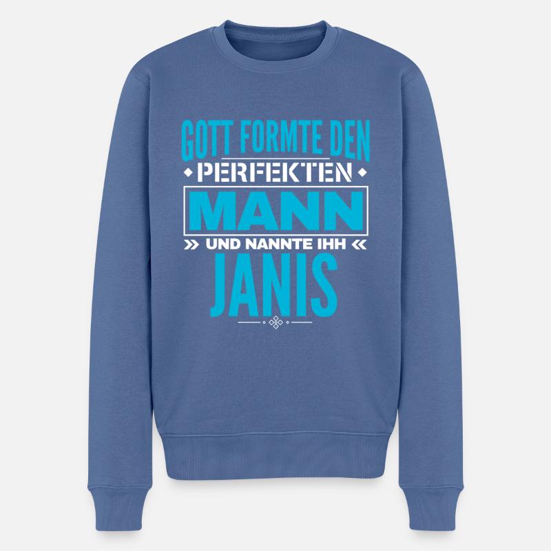 Janis Name Design - Männer Premium Bio Pullover - Taubenblau