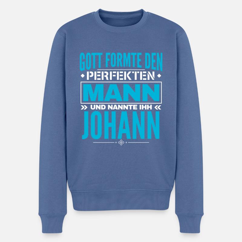 Johann Name Design - Männer Premium Bio Pullover - Taubenblau