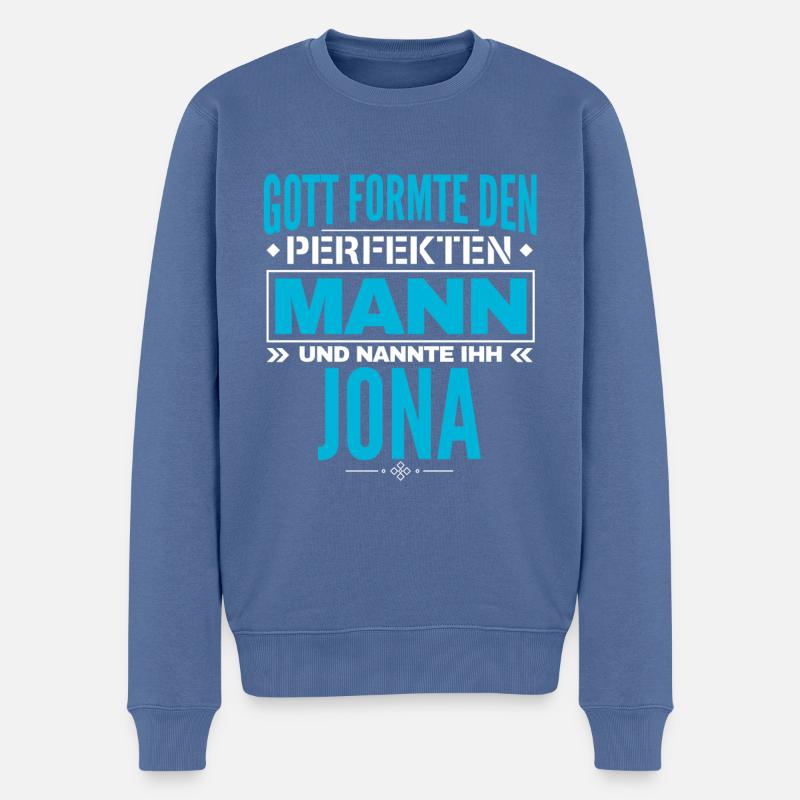 Jona Name Design - Männer Premium Bio Pullover - Taubenblau