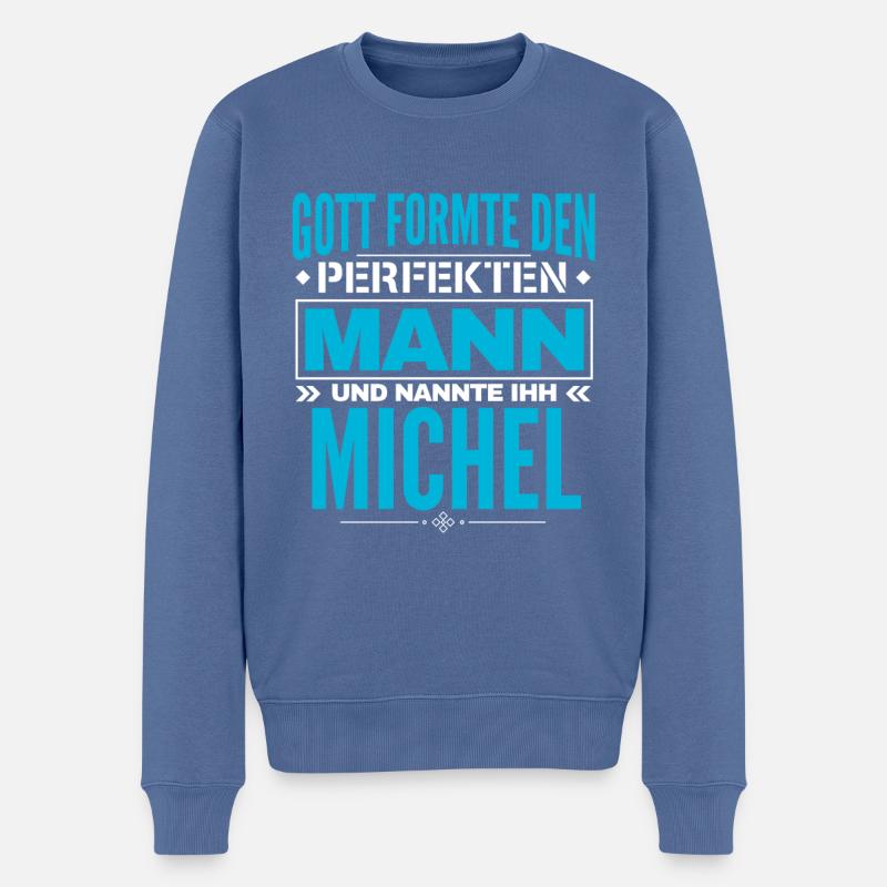 Michel Name Design - Männer Premium Bio Pullover - Taubenblau