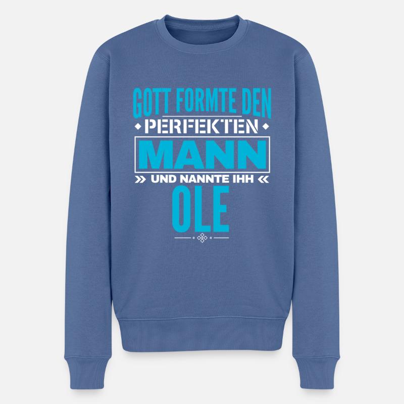 Ole Name Design - Männer Premium Bio Pullover - Taubenblau