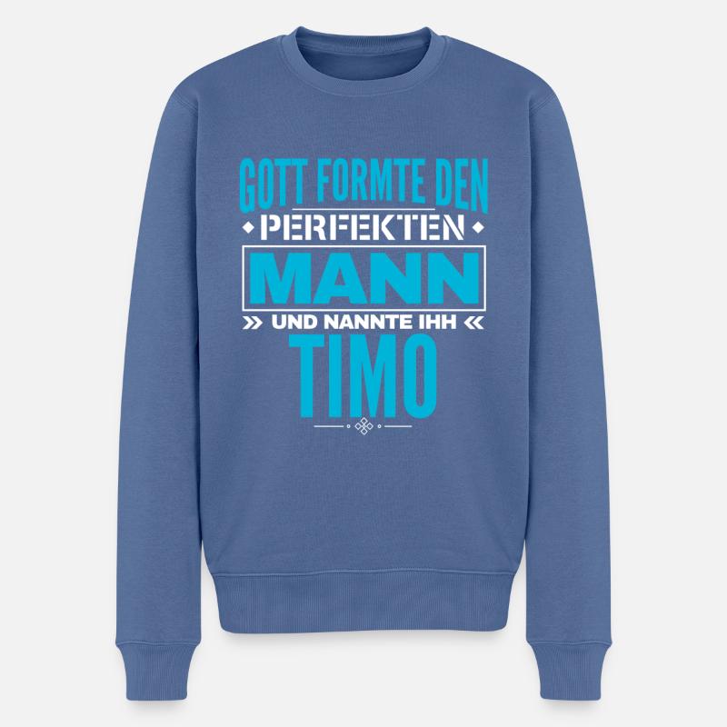 Timo Name Design - Männer Premium Bio Pullover - Taubenblau