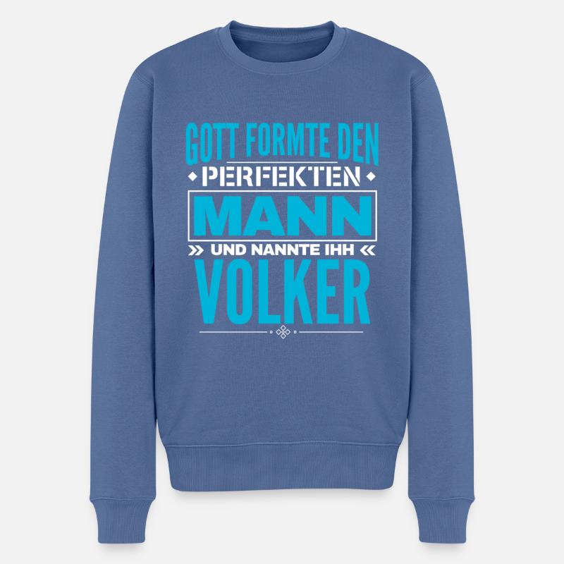 Volker Name Design - Männer Premium Bio Pullover - Taubenblau
